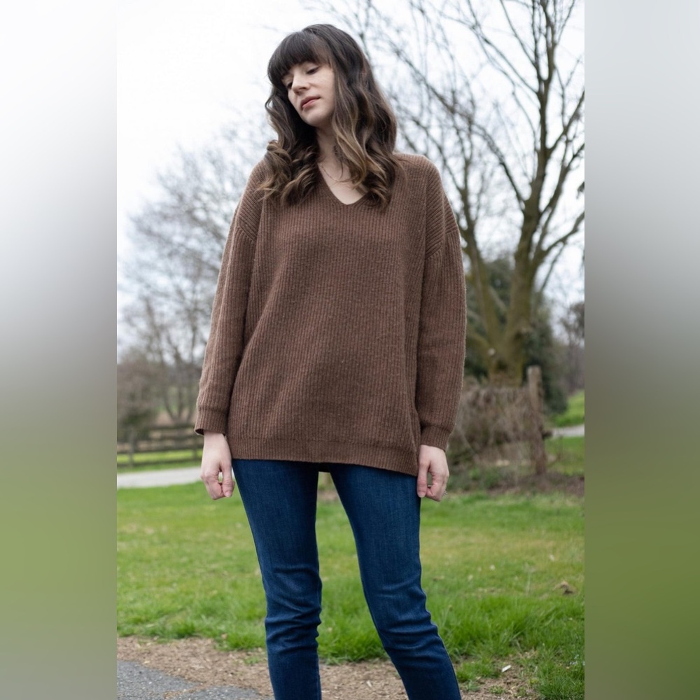 Jenni Kayne Cabin Sweater in Nutmeg (Brown) Cashmere & Wool blend - Picture 6 of 10